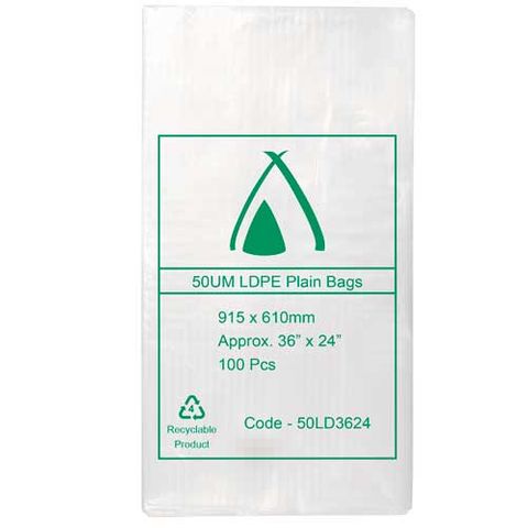 POLY BAG LD 50um 24x36 610x910mm 100PK  3PKS/CTN