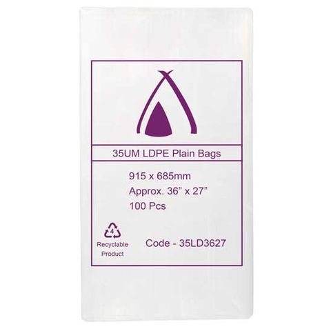 POLY BAG LD 35um 27x36 685x915mm 100/PK 5PKS/CTN