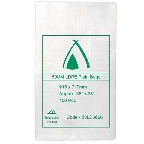 POLY BAG LD 50um 28x36 710x915mm 100/PK 3PKS/CTN