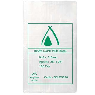 POLY BAG LD 50um 28x36 **DNR** 710x915mm 100PK  3PKS/CTN