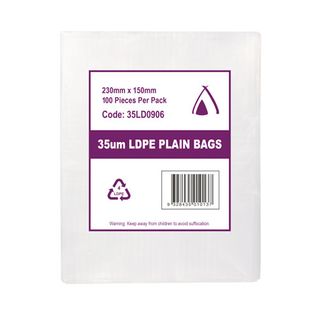 POLY BAG LD 35um  6x9 150x230mm 100PK  10PKS/CTN