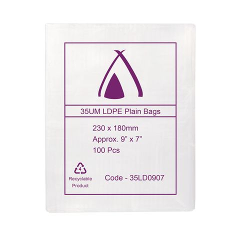 POLY BAG LD 35um  7x9 *DNR* 180x230mm 100PK  10PKS/CTN