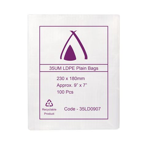 POLY BAG LD 35um  7x9 180x230mm 100/PK 10PKS/CTN