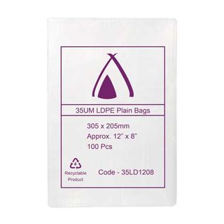 POLY BAG LD 35um  8x12 203x305mm 100PK  10PKS/CTN