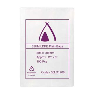 POLY BAG LD 35um  8x12 203x305mm 100/PK 10PKS/CTN