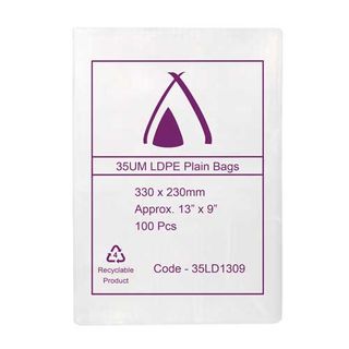 POLY BAG LD 35um 9x13 229x330mm 100PK  10PKS/CTN