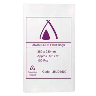 POLY BAG LD 35um  9x15 230x380mm 100PK  10PKS/CTN