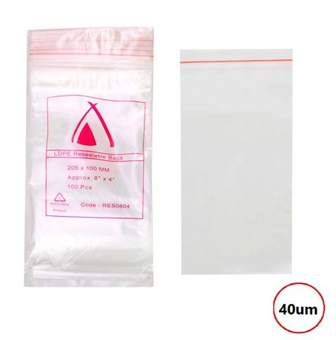 PRESSEAL BAG  4x8 40um 100x200mm  100PK  10PKS/CTN