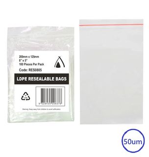 PRESSEAL BAG  5x8 50um *DNR* 125x200mm 100PK  10PKS/CTN