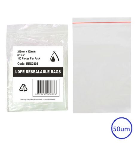 PRESSEAL BAG  5x8 50um *DNR* 125x200mm 100PK  10PKS/CTN