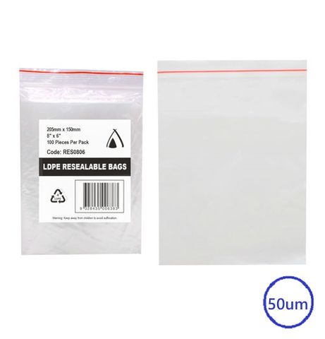 PRESSEAL BAG  6X8 50um 150X200mm  100PK  10PKS/CTN