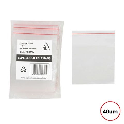 PRESSEAL BAG  4x5 40um 100x125mm 100PK  10PKS/CTN