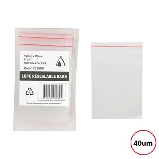 PRESSEAL BAG 4x6 40um 100x150 WHITE PANEL 100PK  10PKS/CTN