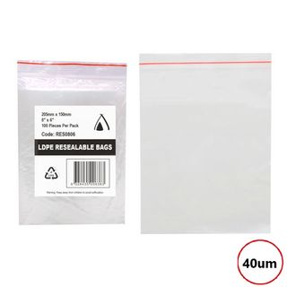 PRESSEAL BAG 6x8 40um 150x200mm 100PK  10PKS/CTN