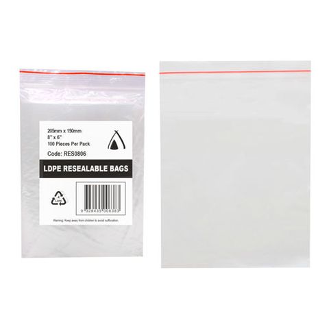 PRESSEAL BAG 6x8 40um 150x200mm 100/PK 10PKS/CTN