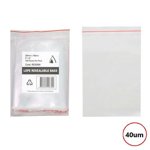 PRESSEAL BAG 6x9 40um 150x230mm 100PK  10PKS/CTN