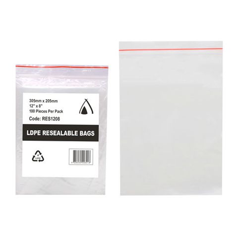 PRESSEAL BAG 8x12 50um 205x305mm 100PK  10PKS/CTN