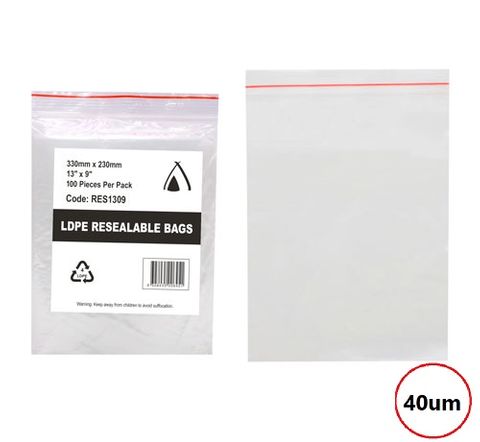 PRESSEAL BAG 9x13 40um 230X330mm 100PK  10PKS/CTN