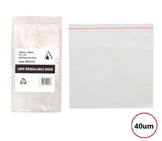 PRESSEAL BAG 13x13 40um 330x330mm 100PK  10PKS/CTN