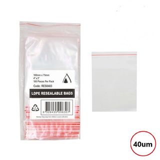 PRESSEAL BAG 3x4 40um 75x100mm 100PK  10PKS/CTN