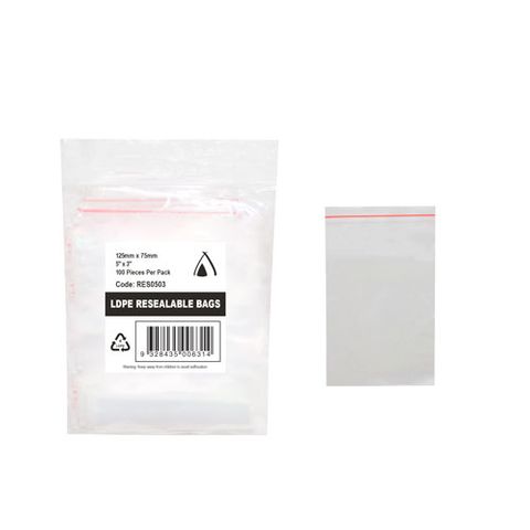 PRESSEAL BAG 3x5 40um 75x125mm 100PK  10PKS/CTN