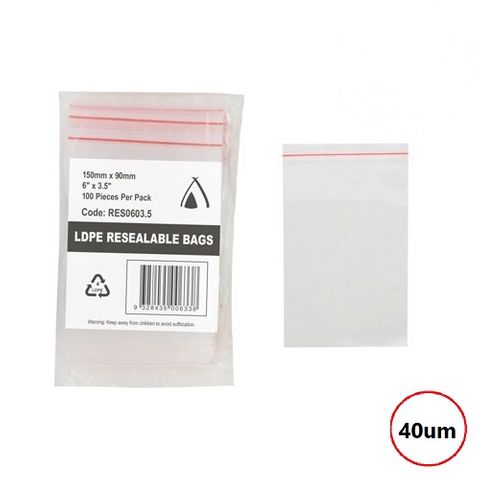 PRESSEAL BAG 3.5x6 40um 90x150mm 100PK  10PKS/CTN