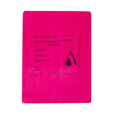 DISPENSER BAG RED 14um 18x24 H/D 450x600  500/PK 2PKS/CTN