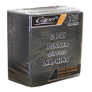 NAPKIN DINNER 2PLY BLACK CAPRI 125/PACK 8PACKS/CTN