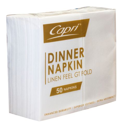 NAPKIN DINNER LINEN FEEL WHITE GT FOLD 50/PAK 5PAK/CTN