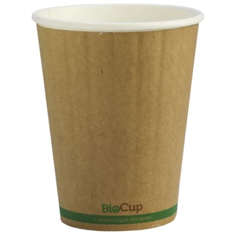 12oz KRAFT GREEN STRIPE D/WALL (90mm) BIOCUP 40/PK 25PKS/CTN