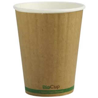 12oz KRAFT GREEN STRIPE D/WALL (90mm) BIOCUP 40/PK 25PKS/CTN