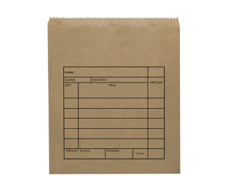 SCHOOl LUNCH BAG PRINTED BROWN 235x200mm 500/PK