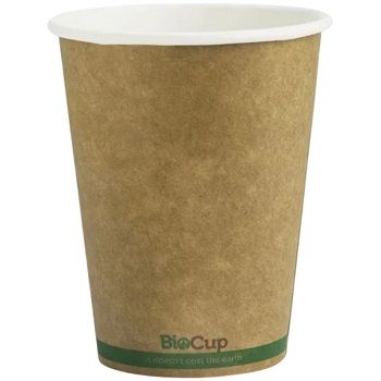 12oz KRAFT GREEN STRIPE S/WALL BIOCUP (90mm) 50/PK 20PKS/CTN