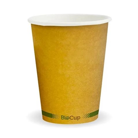 12oz KRAFT GREEN STRIPE S/WALL BIOCUP (90mm) 50/PK 20PKS/CTN