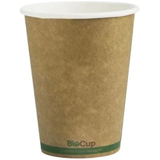 12oz KRAFT GREEN STRIPE S/WALL BIOCUP (90mm) 50/PK 20PKS/CTN