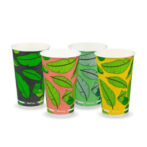 16oz BIO COLD CUP LEAF DESIGN MIX COLOURS 50/PAK 20PAK/CTN