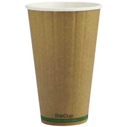 16oz KRAFT GREEN STRIPE D/WALL (90mm) BIOCUP 40/PK 15PKS/CTN