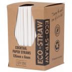 PAPER STRAWS COCKTAIL WHITE 6mm  250/PK 10PKS/CTN