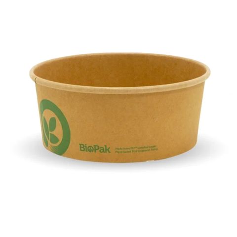 750ml MEDIUM BIO KRAFT BOWL BIOPAK 50/PK  8PK/CTN