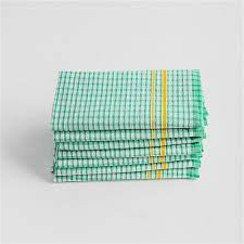 TEA TOWEL COTTON GREEN CHECK 450X700mm 12/PAK