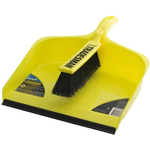 DUSTPAN AND BRUSH SET TRADE XL PLASTIC 1 ONLY **DNR**