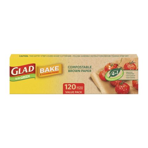 BAKING PAPER COMPOSTABLE GLAD 30CM / 120M 6/CTN