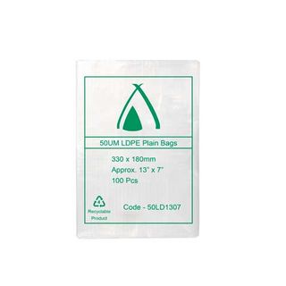 POLY BAG LD 50um  7x13 178x330mm 100/PK 10PKS/CTN