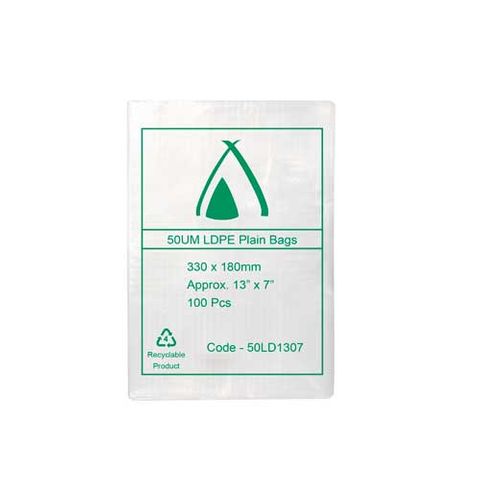 POLY BAG LD 50um  7x13 178x330mm 100PK  10PKS/CTN