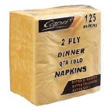 NAPKIN DINNER 2PLY GOLD CAPRI 125/PK 8PKS/CTN
