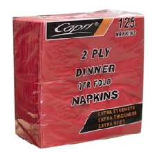 NAPKIN DINNER 2PLY RED CAPRI 125/PK 8PKS/CTN