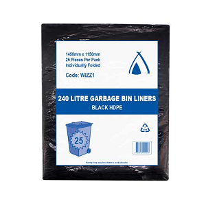 240lt HEAVY DUTY BIN LINER 1450 x 1150 25PK  8PKS/CTN