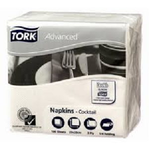 NAPKIN COCKTAIL2PLY WHITE TORK 100/PAK  20PAK/CTN