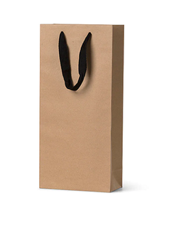 DOUBLE BOTTLE GIFT BAG BROWN 390x180+90 10PK   10PKS/CTN