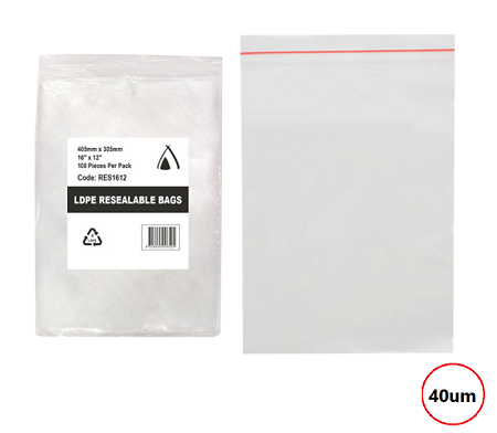 PRESSEAL BAG 12x16 40um 300x380mm 100PK  5PKS/CTN